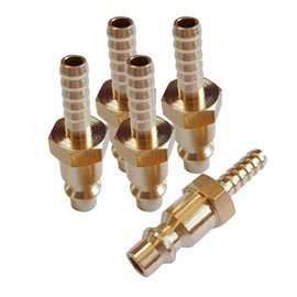 Beduan Solid Brass Air Hose Fittings 1/4" Barb Reducer Quick Connect Air Hose Fittings (Industrial Type D,5Piece)