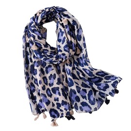 Rex Standard SM022 Women's Scarf, Stole, Leopard Print, Large, Casual,, blue