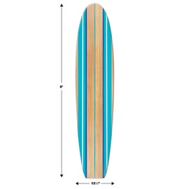 Beistle Large 6' x 15.75" Cardboard Luau Surfboard Stand-Up- Hawaiian Tropical Photo Booth Prop, Photography Background