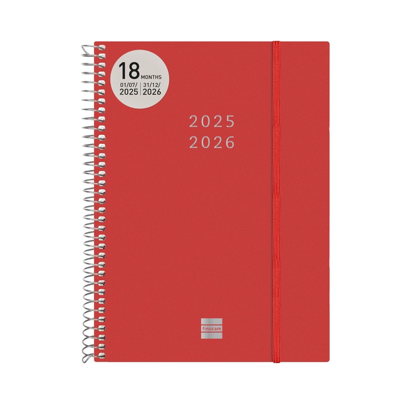 Finocam - Spiral Bound Diary 18 Months 2025 2026 Horizontal