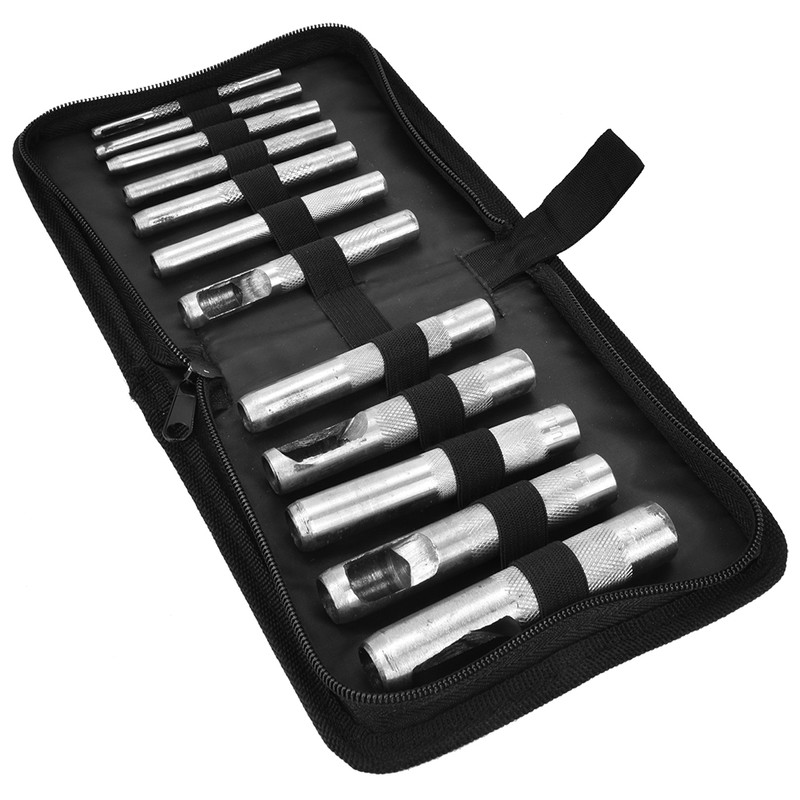 12PCS Leather Crafts Hole Puncher Hollow Round Punch Tool 3/4/5/6/7/8/9/10/11/12/14/16mm