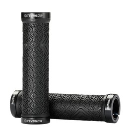 Teyssor Bicycle Grips, Handlebar Grips with Aluminium Lock Non-Slip Rubber Bicycle Handlebar Grips for MTB BMX E-Bike Road Bike Folding Bike