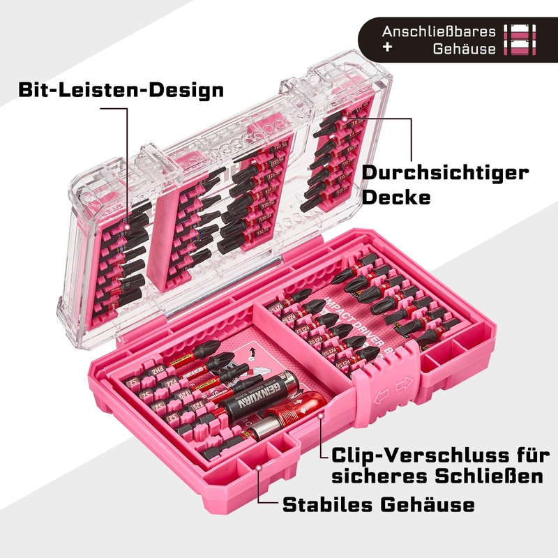 Geinxurn 48-Piece Screwdriver Bit Set Made of Impact-Resistant, S2 Steel,