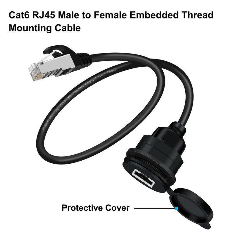 YINGAYOU Ethernet Threaded Fixed Extension Cable 1000Mbps RJ45 Male to