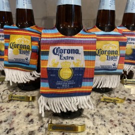 Set of 6 Corona Koozie Bottle Ponchos And 6 Corona Light Bottle Opener Brand New