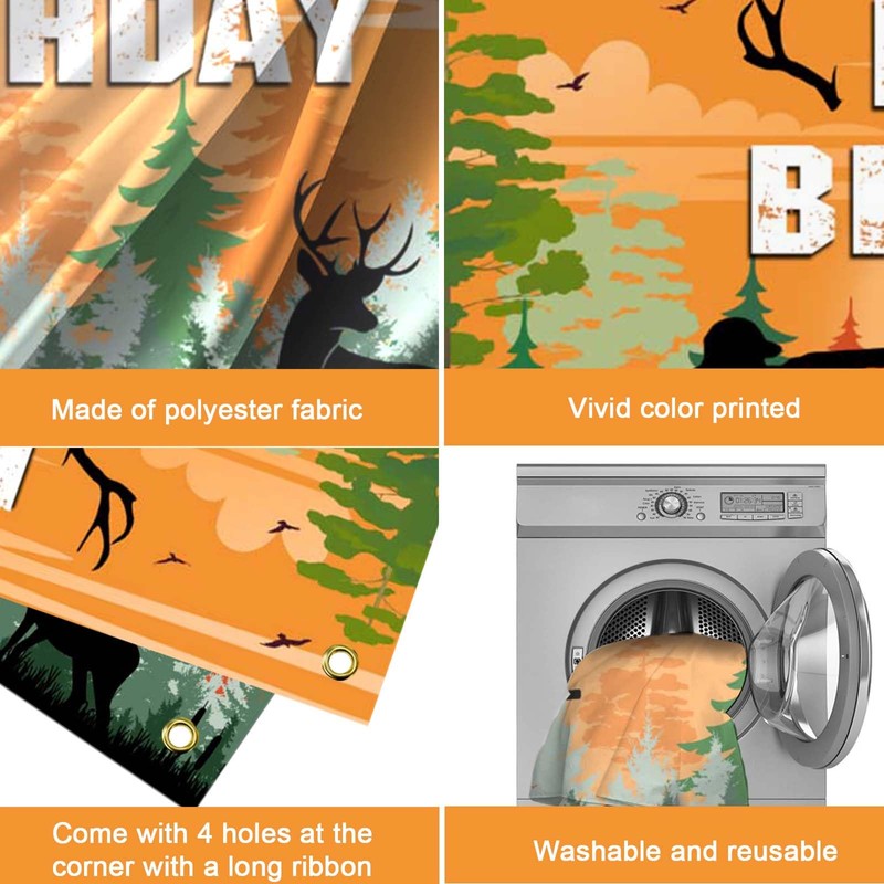 Mocsicka Hunting Birthday Backdrop: Camo Happy Birthday Party Decorations, Deer