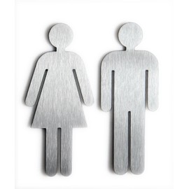 'Door Sign "Women and men Toilet Sign on each item Matt Brushed Stainless Steel – Made in Germany