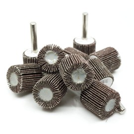 Benchmark Abrasives 1" x 1" x 1/4" Shank Mounted High-Quality Resin Bond Aluminum Oxide Flap Wheels 120 Grit - 10 Pack