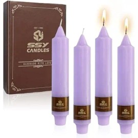 5Inch/7Inch Pillar Candles Handmade Unscented 4PCS Small Taper Candle Sticks for Festive Parties Wedding Home Decorcolor: Lilac purple, size: 5 inch