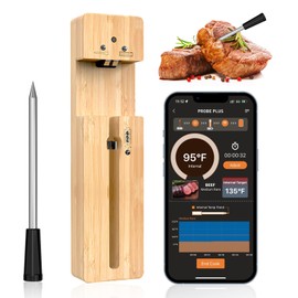 DAWRIS Smart Meat Thermometer Wireless 100 m Grill Thermometer Bluetooth IPX7 Waterproof Roasting Thermometer Wireless Meat Steak Thermometer Meat Cooking for Oven Grill BBQ Rotisserie Smoker