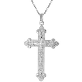 trendor Men's Necklace with Orthodox Cross Pendant 45 mm 925 Silver Timeless Necklace Made of Sterling Silver for Men, Elegant Gift Idea, 41388, Sterling Silver