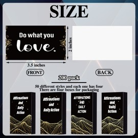 Seajan 200 Pcs Positive Affirmation Cards Gift for Men Employee Black Motivational Inspirational Cards with Quotes Encouragement Bulk with Boxes for Office Business Daily Affirmation