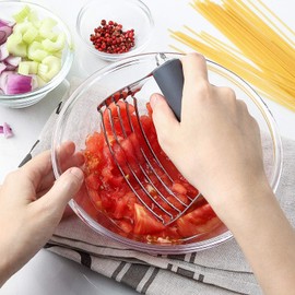 Spring Chef Dough Blender, Top Professional Pastry Cutter with Heavy Duty Stainless Steel Blades, Large Size, Gray