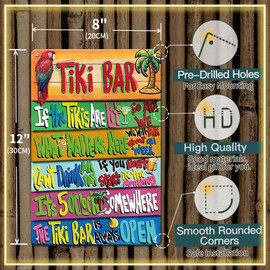 YOYI ART Tiki Bar Decor Beach Signs Tiki Bar Signs, Patio Signs Tiki Bar Accessories, Vintage Metal Welcome Tin Signs for Home, Patio, Outdoor, Pool and Backyard Wall Decor Art, 8 x 12 inch