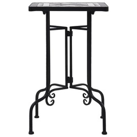 ZJMTOCYU Elegant Mosaic Side Table for Outdoor Spaces, Gardens and Terraces, Durable Ceramic Top with Iron Frame, Black and White Design