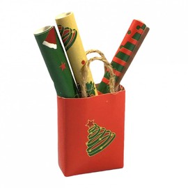 Melody Jane Dolls House Wrapping Paper Rolls in Gift Bag Miniature Christmas Shop Accessory