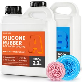 NASUBI Silicone Mold Making Kit 70.4oz,15A Non-Toxic Safe Liquid Silicone Rubber for Mold Making,4.4LB Mixing 1:1 by Weight Fast Curing Silicone Rubber for DIY Handmade Soaps, Candles, Resin Molds