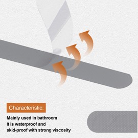 Secopad Original Anti-Slip Shower Stickers for Bathtub & Shower Floor, Strong Adhesive Safety Strips with Scraper Ideal for Families with Kids, Adults & Seniors, 12 PCS (Gray)