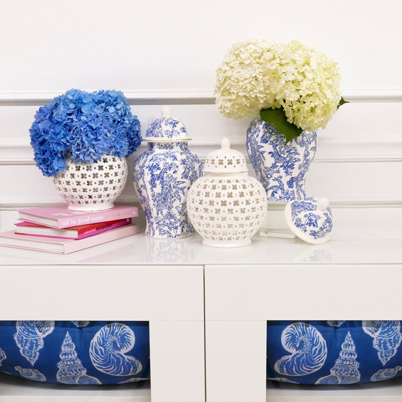Lilly Pulitzer Ginger Jar with Lid, 10" Tall Ceramic White