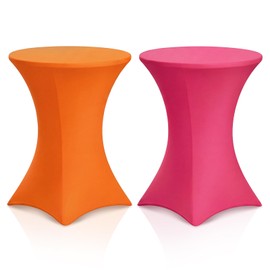 2 Pack Cocktail Table Covers Party Decorations, Pink and Orange