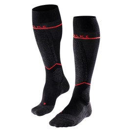 FALKE Men's SK4 Energizing Light Compression Ski Socks, Merino Wool, Knee High, Lightweight, Breathable Quick Dry, Black (Black-Mix 3010), 9-10, 1 Pair