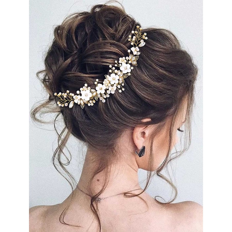 Gorais Diadema de flores para novia de boda con cristales