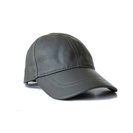 Leather Cap 100% Real Unisex Leather Baseball Cap Sports Visor Adjustable (Leather, Dark Gray)