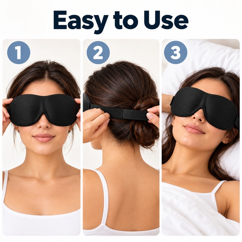 3D Adjustable Sleep Mask for Sleeping – Breathable Light-Blocking Eye