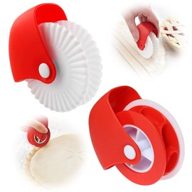 Ginfonr 2 Pack Pastry Cutting Wheel, Pastry Wheel Decorator Pie Crust Pastry Wheel and Cutter for Cutting Pastry, Rolled Pastry Pie Crimper, Baking & Cooking Tool for Pie Crust or Ravioli Pasta