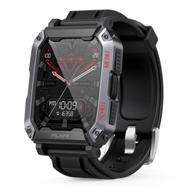 AkaGear Smart Watch 5ATM Waterproof Bluetooth Call(Answer/Dial Calls) Multiple Sports Tracking, Heart Rate Monitoring,AI Voice Assistant ALKAI