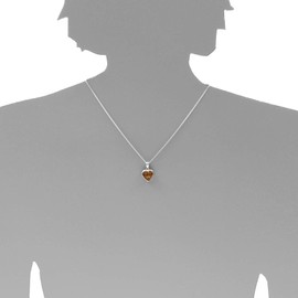Necklace with Pendant Heart 14 mm Silver 925/000 Amber, Sterling Silver, Amber
