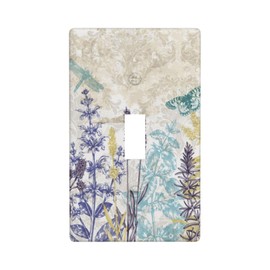 Vintage Flower Dragonfly Butterfly Single Toggle Light Switch Plates And Outlet Covers Decorative Electrical Wall Plate Receptacle Switchplate Decorate Plug Cover For Bathroom 4.5 * 2.76 Inch