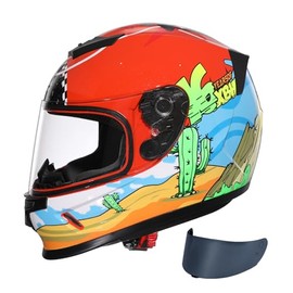 TRIANGLE Kids Motorcycle Helmets Youth Full Face Helmet Lightweight with 2 Visors DOT Approved