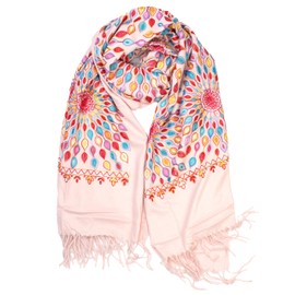 DOFOTAWN Women's Embroidered Oversize Tassel Shawl Scarf Wraps for Women Christmas Gifts (Pink)