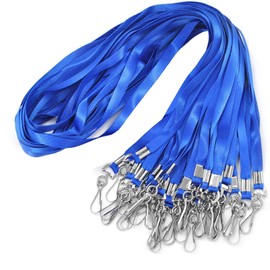 100 Pack Blue Lanyards Swivel Hook Flat Neck Lanyard with Id Holder