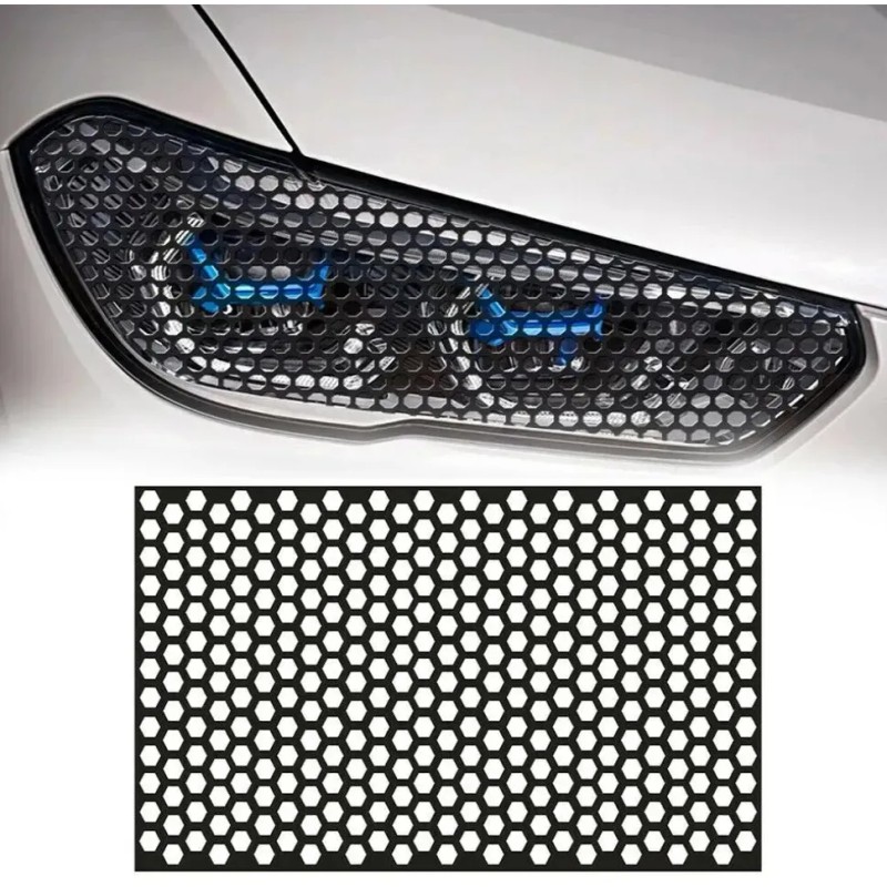 Calcomania Panal Hexagono Sticker Calavera Faro Universal Negro