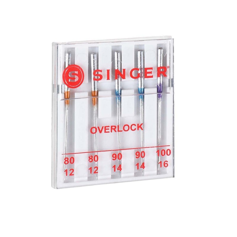 SINGER 04803 Regular Point Overlock Needles, 5-Count, Sizes 80/12, 90/14,