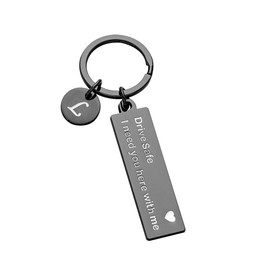 WINCSPACE Drive Safe Keychain 26 Letter Keychain Drive Safe I Need You Here with Me Appreciatione Preesent Gift For Driver (L)
