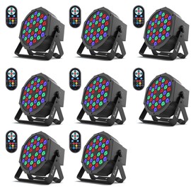 Kebert 36 LED DJ Stage Par Lights - Sound Activated RGB, 9 Modes, Remote & DMX Control - 8 Pack