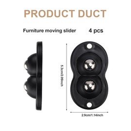 4pcs Furniture Movers Sliders, Self Adhesive Caster Wheels Countertop, 360° Swivel Mini Coffee Slider, Appliance Rollers for Kitchen Appliances, Small Sticky Pulley for Furniture (2 Balls)