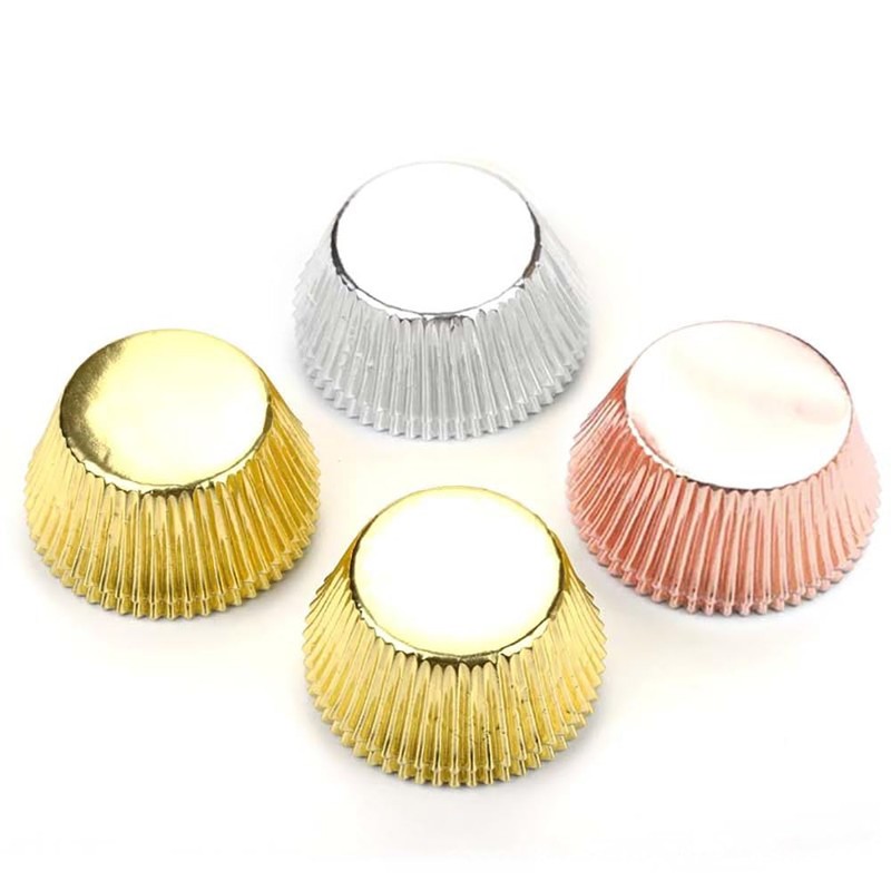Heatunk 300-Pack Metallic Foil Cupcake Liners - Gold, Silver, Rose