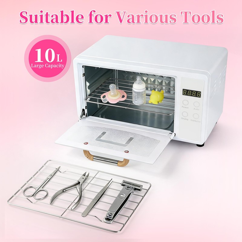 heemeei Nail Tool Cleaning Machine, Double-layer UV Light Cleaning Cabinet