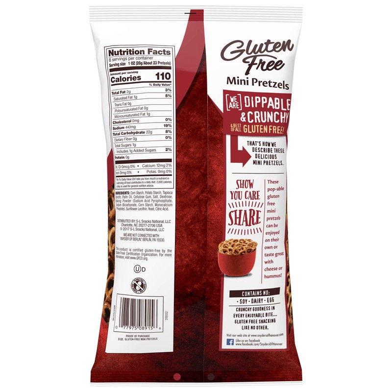 Snyder's of Hanover Gluten Free Pretzels 2 bags of Mini