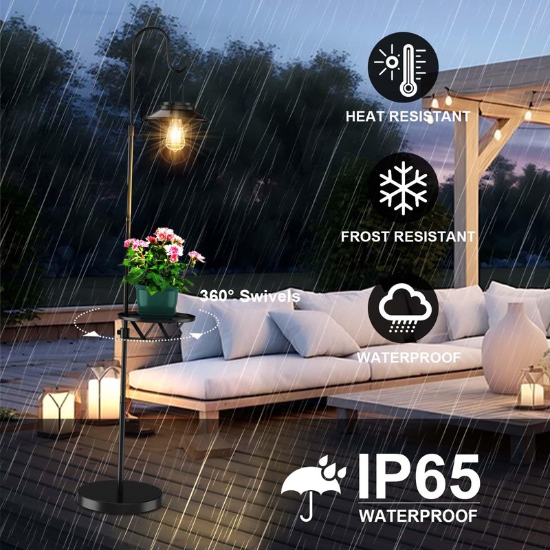 Kirschblüte 60" Solar-Powered Waterproof Outdoor Floor Lamp with Built-in Plant