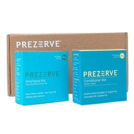 Prezerve Anti-Dandruff Shampoo & Conditioner Bars Combo | Natural Ingredients | Fights Dandruff, Promotes Healthy Hair | Safe for All Hair Types | Soap Free | Unisex 85 g (Pack of 2) Brown