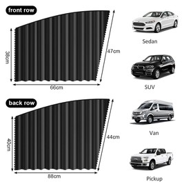 Yuragim Sun Protection Car Magnetic Sun Protection Side Window, Pack of 4 Universal Window Curtain Magnetic, Sun Protection Car Children, Privacy Screen, Car Window Blackout, UV Protection, Heat