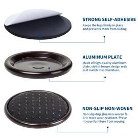 Ezprotekt 1 5/8" Round Non Slip Furniture Pads for Hardwood & Tile Floors, 16 Pcs Anti Skid Furniture Coasters Cups Floor Protectors for Bed, Sofa, Table, Chair, Cabinet, Brown/Black