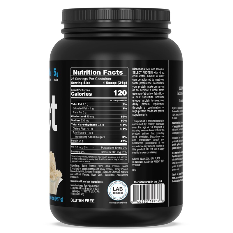 PEScience Select Protein Powder, Whey and Casein Blend, Clean Protein