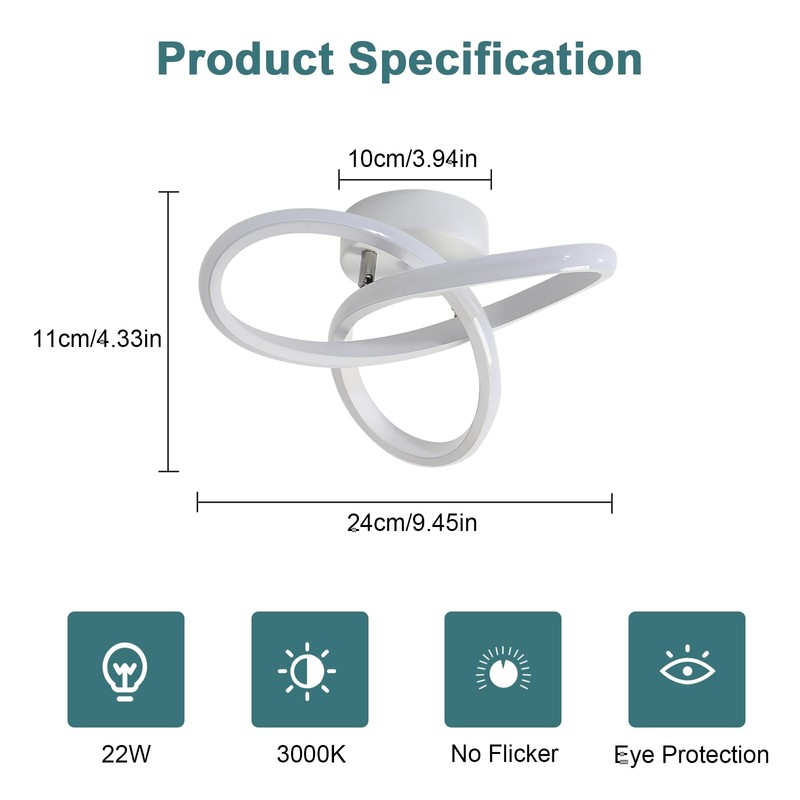Comely LED Ceiling Light, 22 W, 2500 lm, Modern, Warm