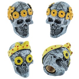 Bashineng Skull Tires Valve Stem Caps Kit Decoration Cute Cool Funny Valve Stem Cover Universal Fit Most Cars SUV Bike Trucks Motorcycles Bicycles Silver(2A+2B 4Pcs)